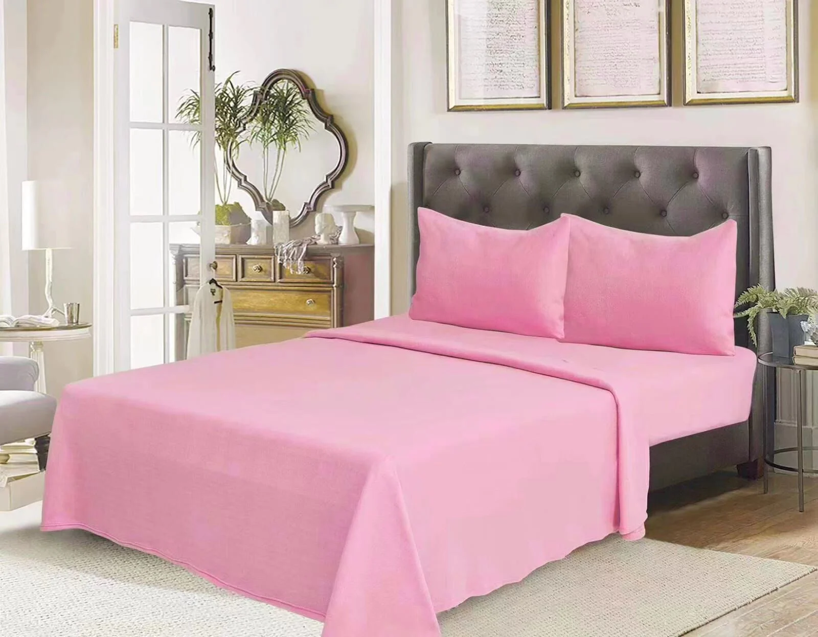 Sábanas de polar (1,5 - 2 plazas - king) - Color rosado