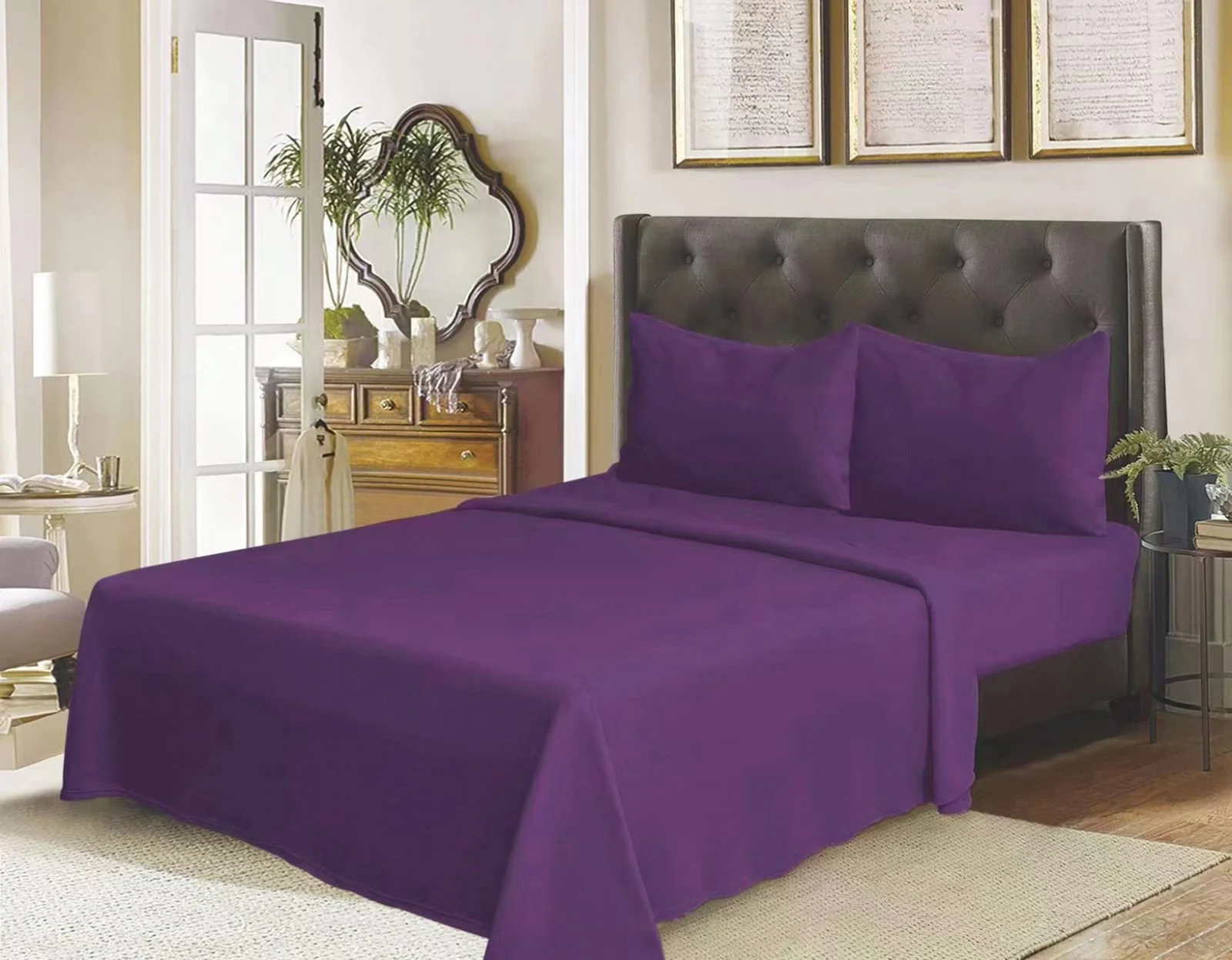 Sábanas de polar (1,5 - 2 plazas - king) - Color morado