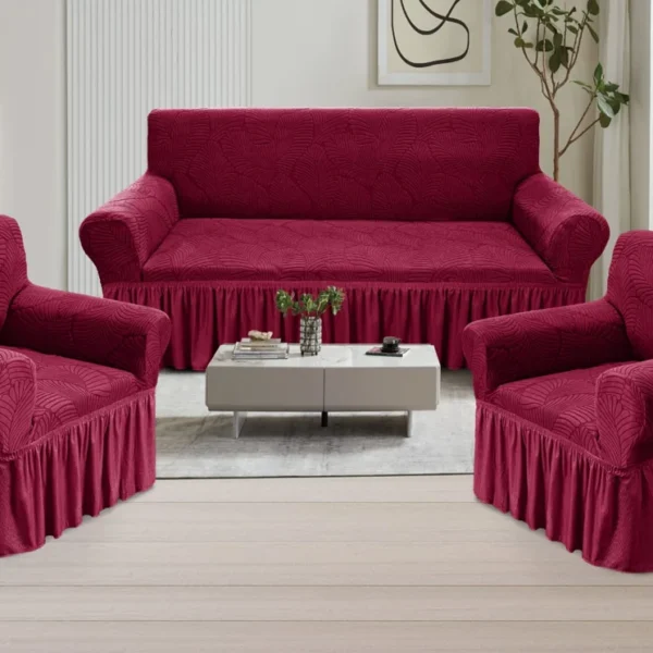 Cubresillón con vuelo - Diseño de Hoja - Color Burdeo