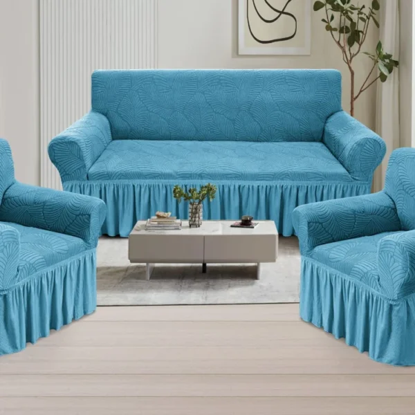 Cubresillón con vuelo - Diseño de Hoja - Color calipso