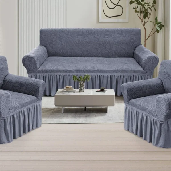 Cubresillón con vuelo - Diseño de Hoja - Color gris