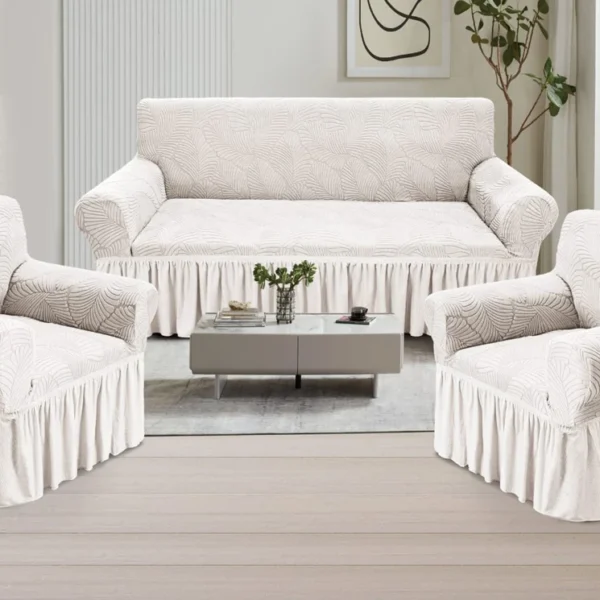Cubresillón con vuelo - Diseño de Hoja - Color blanco