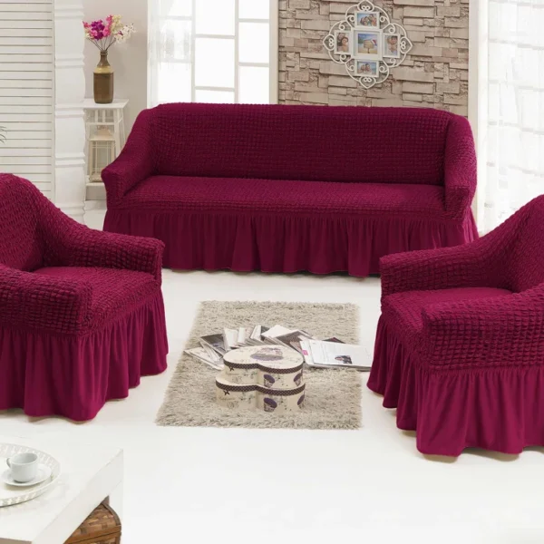 Cubresillón con vuelo - Diseño turco - Color burdeo