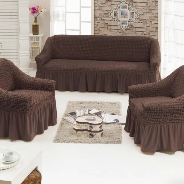 Cubresillón con vuelo - Diseño turco - Color café
