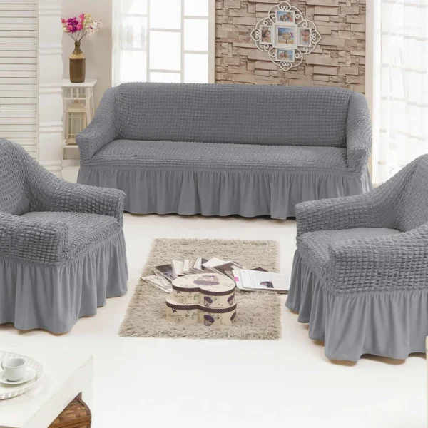 Cubresillón con vuelo - Diseño turco - Color gris