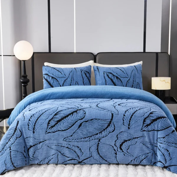 Cubrecamas de invierno con chiporro hoja (1,5 y 2 plazas) – Color azul
