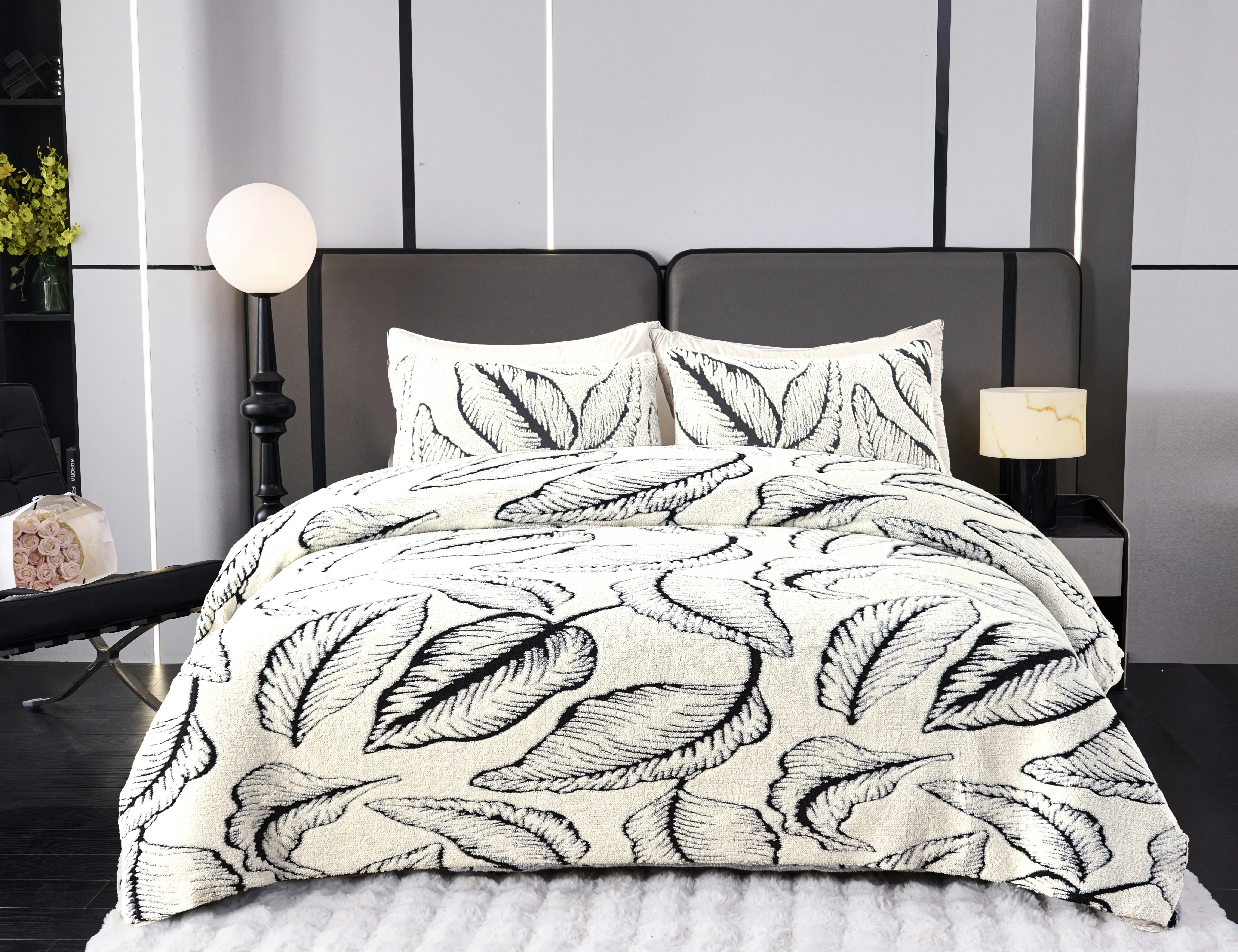 Cubrecamas de invierno con chiporro hoja (1,5 y 2 plazas) – Color blanco