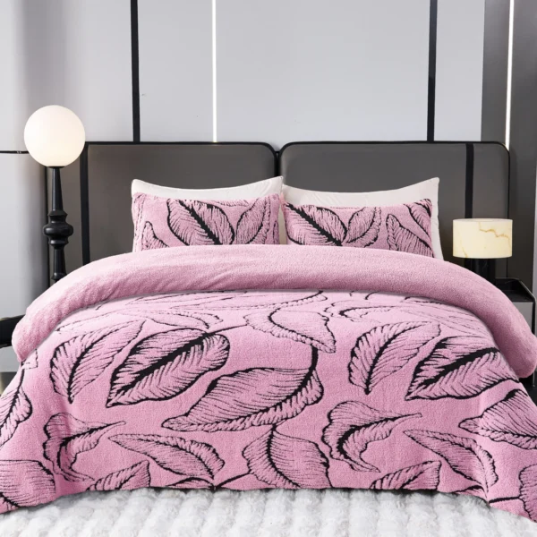 Cubrecamas de invierno con chiporro hoja (1,5 y 2 plazas) – Color rosado