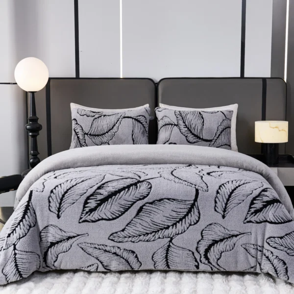 Cubrecamas de invierno con chiporro hoja (1,5 y 2 plazas) – Color gris