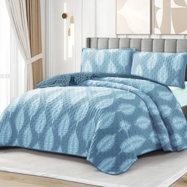 Cubrecamas de verano turfting (1,5 y 2 plazas y king) -hoja- Color azul petroleo